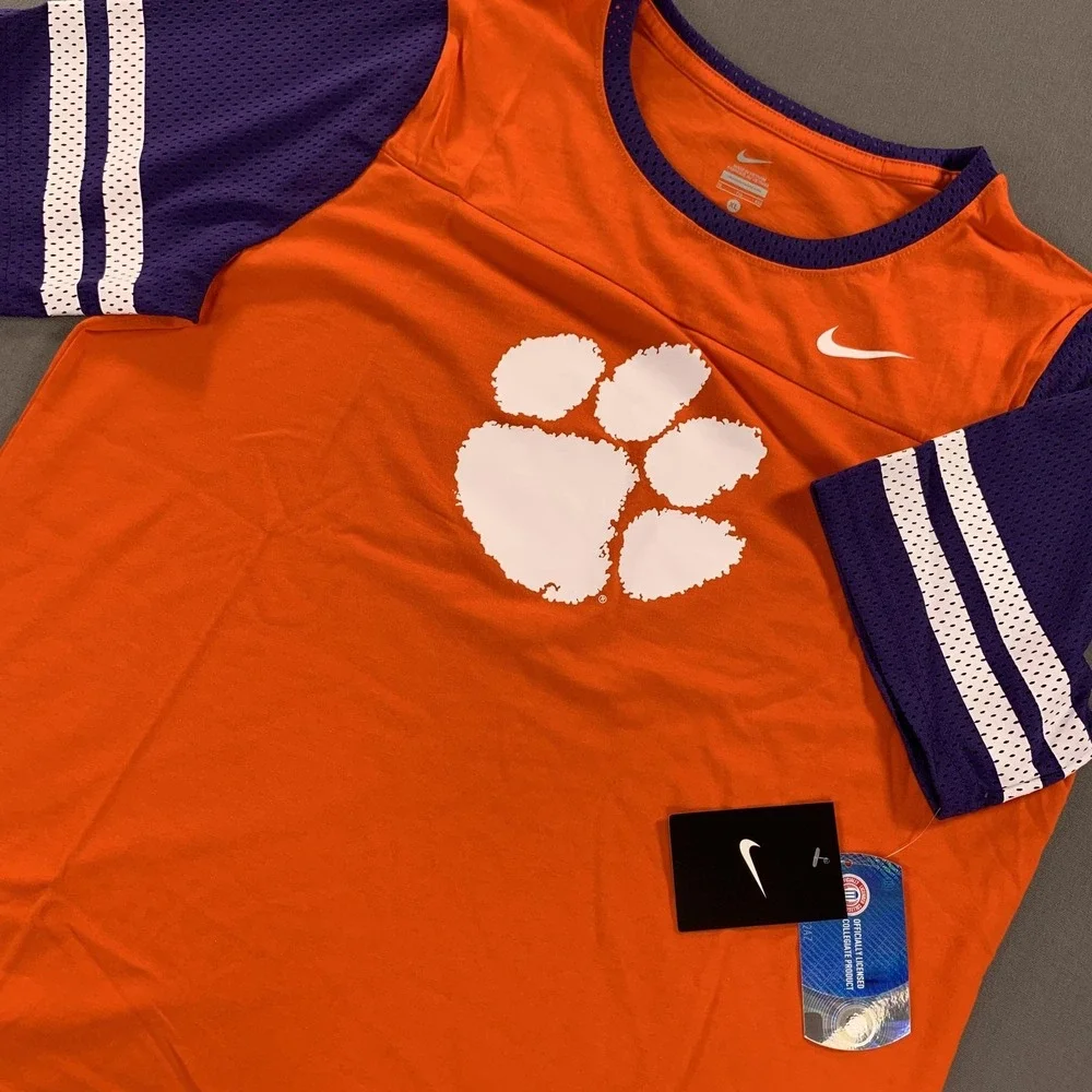 Clemson Tigers Shirt‎ Womens XL Orange Purple NCAA Football Nike Short Sleeve